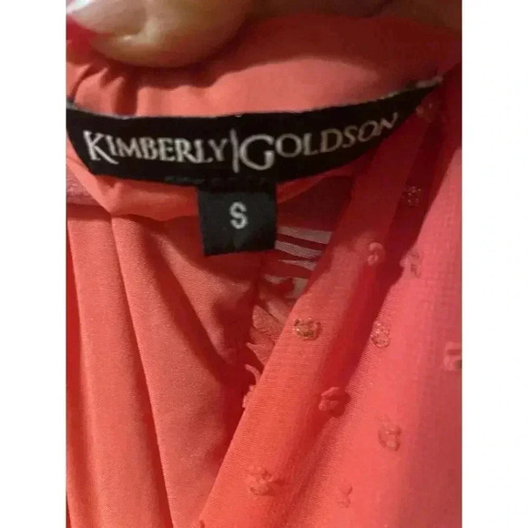Kimberly Goldson Lesli Jacquard Maxi Dress Coral Gold V Neck Size Small - Picture 10 of 13